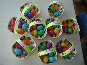 The baskets with eggs